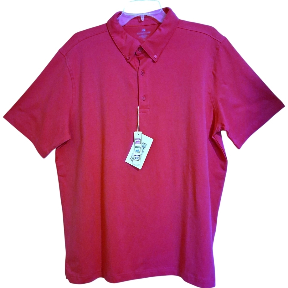 NEW Ultra Club Button Down Polo Golf Shirt Men's Sz Lg Hot Pink NWT